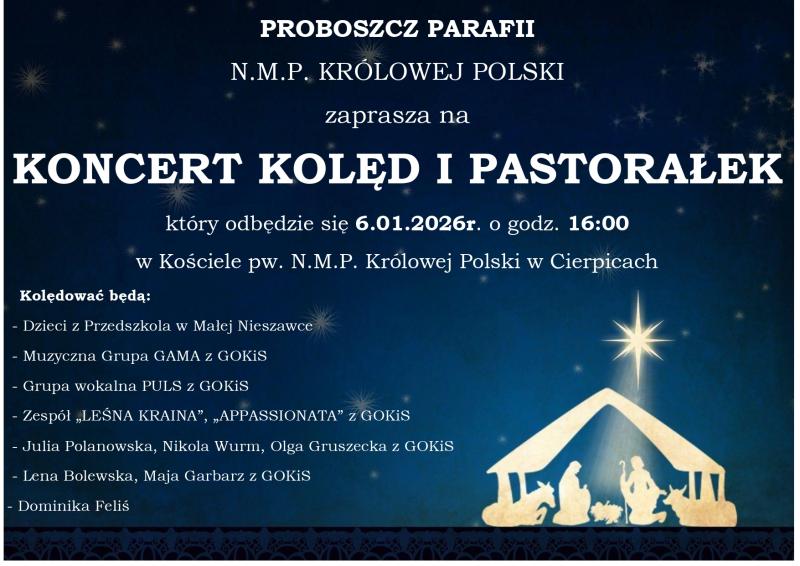 KONCERT KOLĘD I PASTORAŁEK- 6.01.2026r.